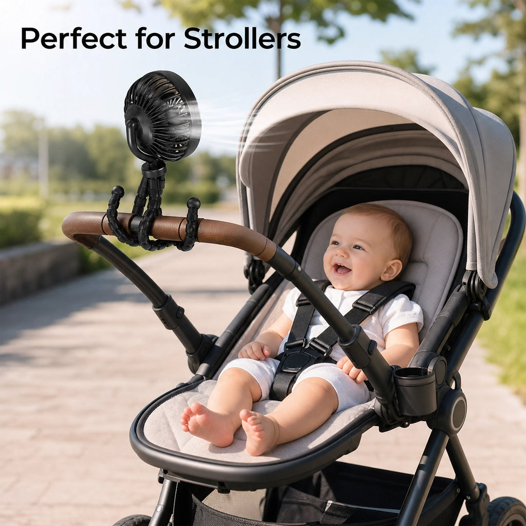 🌪️ Flexible Tripod Fan – Portable, USB Rechargeable & 360° Adjustable