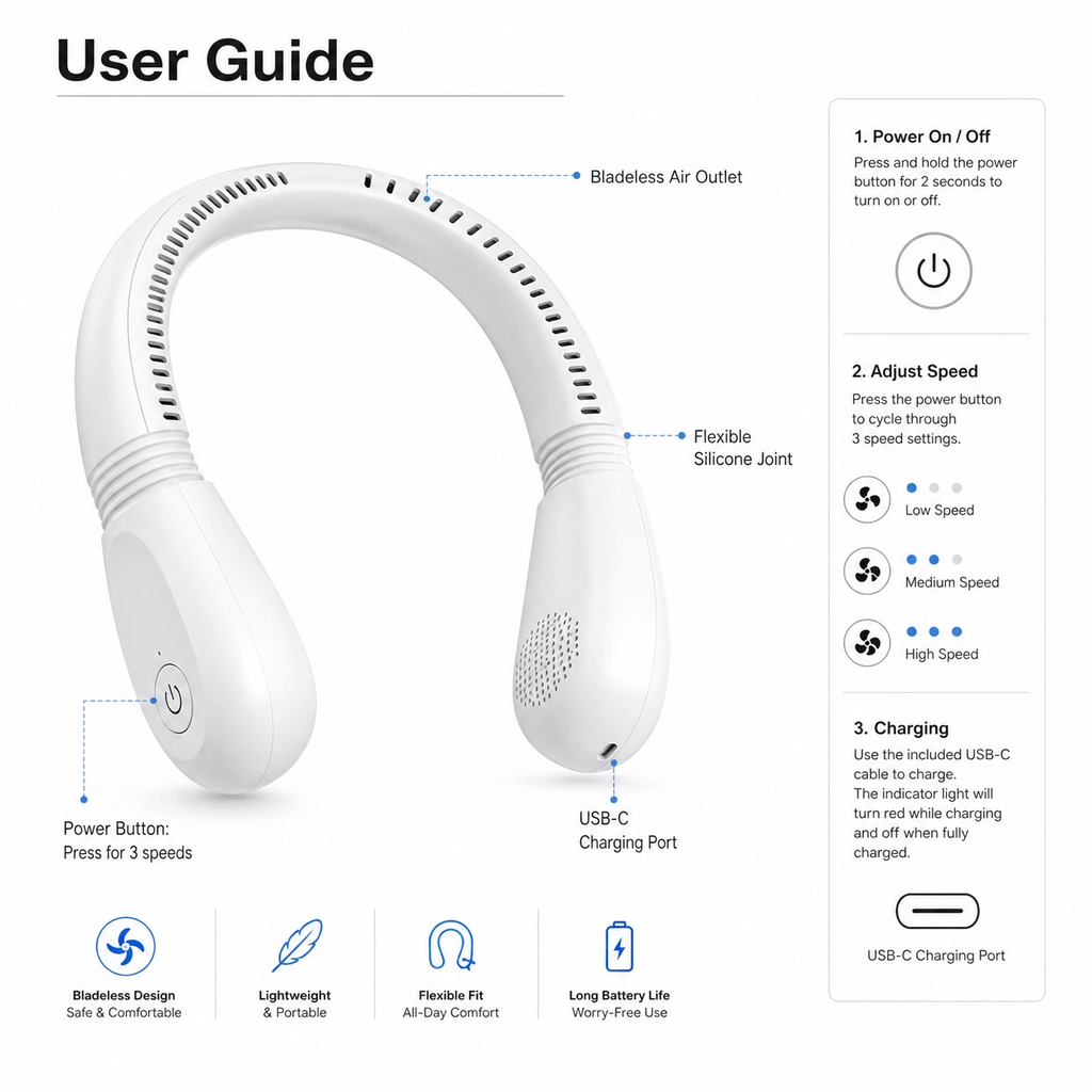 BreezeGo™ Portable Cooling Neck Fan