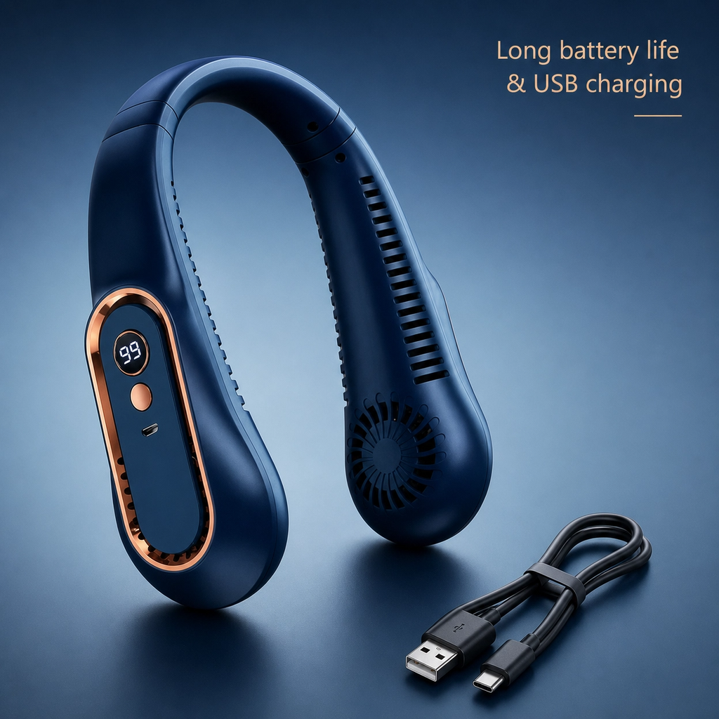 ArcticFlow™ LED Neck Fan – Portable Hands-Free Cooling